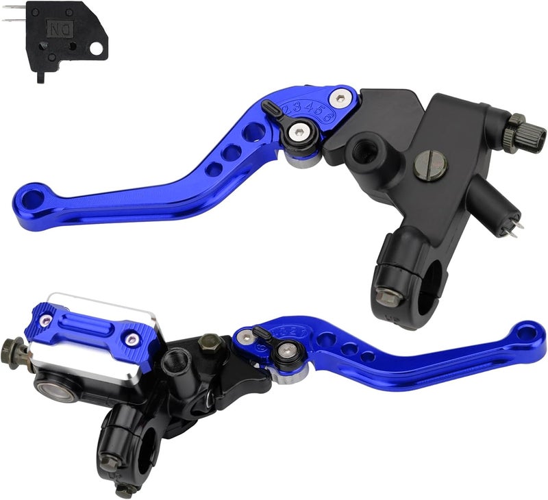 RIDLOG Universal CNC Motorcycle 7/8" 22mm Handlebar Brake Master Cylinder Clutch Lever, Dirt Bike Mini Bike Brake Lever, Brake and Clutch Lever Set Fit for Honda Kawasaki Suzuki Yamaha (Bule) - Image 1